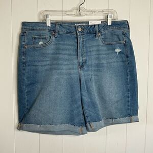 Sonoma Womens Plus Size 18 High Rise Denim Bermuda Shorts Blue Raw Hem NWT
